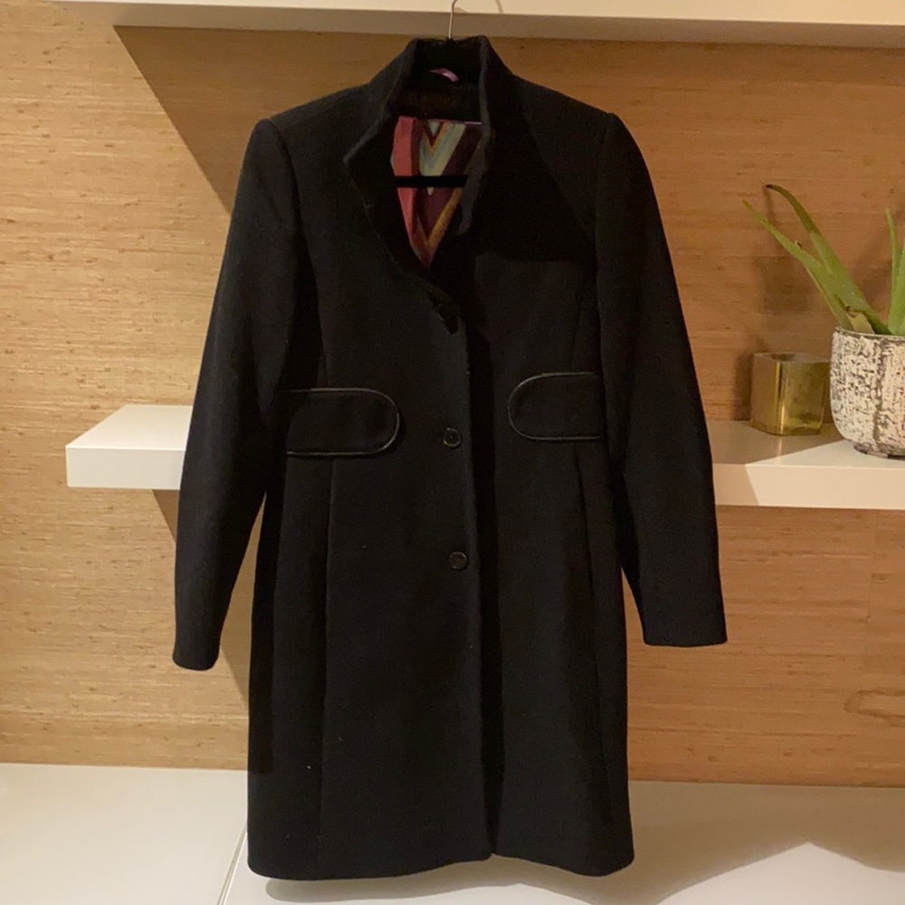 Via Spiga wool black coat with silk lining sz 2